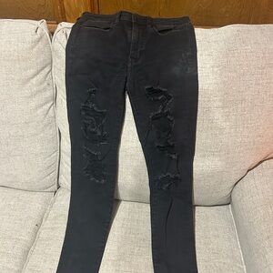 Distressed Black Women Jeans